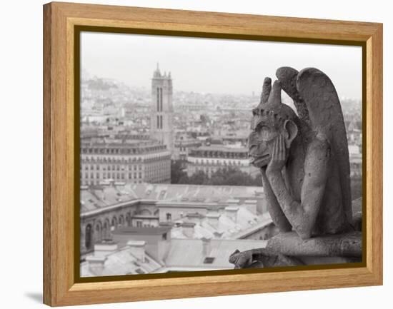 Gargoyle Statue at a Cathedral, Notre Dame, Paris, Ile-De-France, France-null-Framed Premier Image Canvas