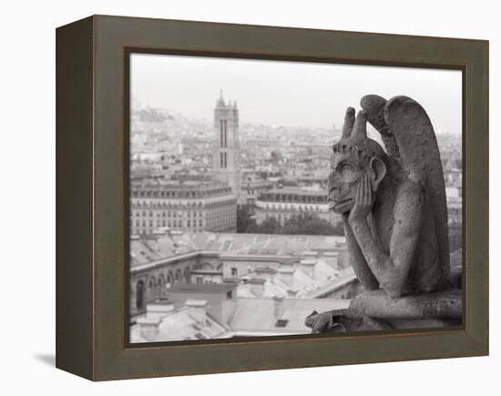 Gargoyle Statue at a Cathedral, Notre Dame, Paris, Ile-De-France, France-null-Framed Premier Image Canvas