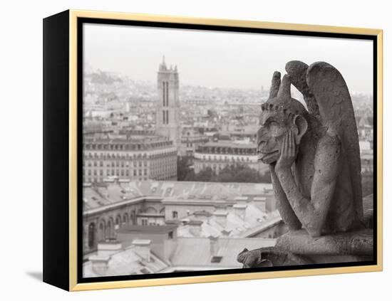 Gargoyle Statue at a Cathedral, Notre Dame, Paris, Ile-De-France, France-null-Framed Premier Image Canvas