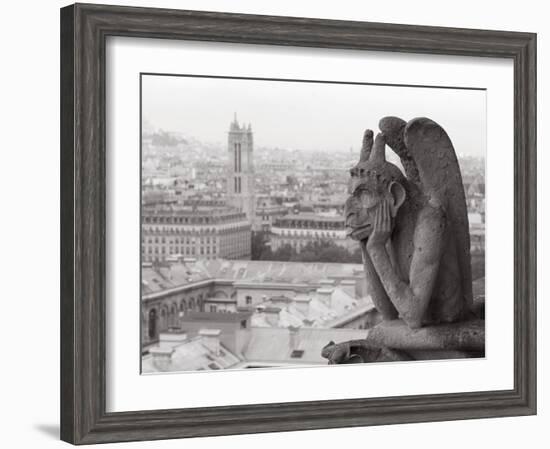 Gargoyle Statue at a Cathedral, Notre Dame, Paris, Ile-De-France, France-null-Framed Photographic Print