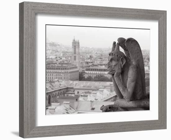 Gargoyle Statue at a Cathedral, Notre Dame, Paris, Ile-De-France, France-null-Framed Photographic Print