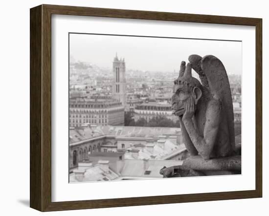 Gargoyle Statue at a Cathedral, Notre Dame, Paris, Ile-De-France, France-null-Framed Photographic Print