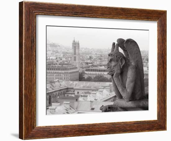 Gargoyle Statue at a Cathedral, Notre Dame, Paris, Ile-De-France, France-null-Framed Photographic Print