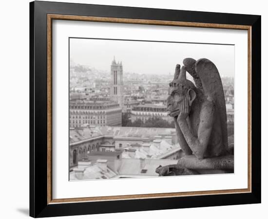 Gargoyle Statue at a Cathedral, Notre Dame, Paris, Ile-De-France, France-null-Framed Photographic Print