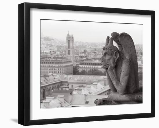 Gargoyle Statue at a Cathedral, Notre Dame, Paris, Ile-De-France, France--Framed Photographic Print