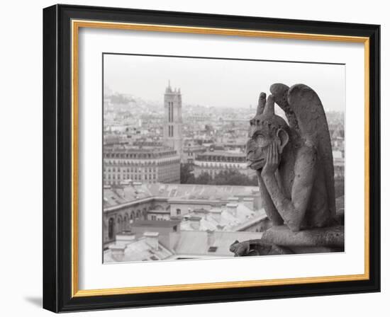 Gargoyle Statue at a Cathedral, Notre Dame, Paris, Ile-De-France, France-null-Framed Photographic Print