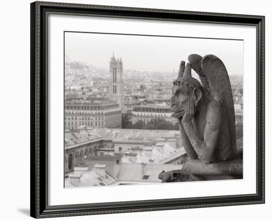 Gargoyle Statue at a Cathedral, Notre Dame, Paris, Ile-De-France, France-null-Framed Photographic Print