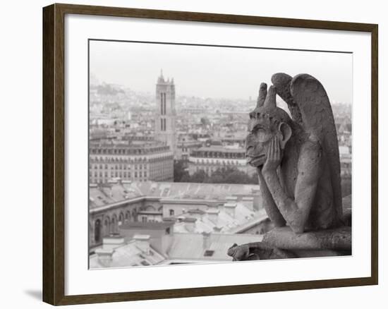 Gargoyle Statue at a Cathedral, Notre Dame, Paris, Ile-De-France, France-null-Framed Photographic Print