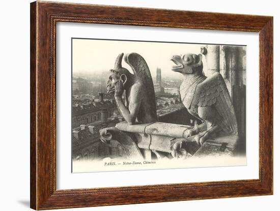 Gargoyles at Notre Dame, Paris--Framed Art Print