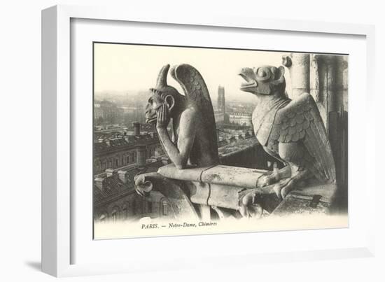 Gargoyles at Notre Dame, Paris-null-Framed Art Print