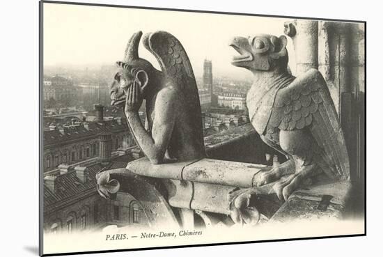 Gargoyles at Notre Dame, Paris-null-Mounted Art Print