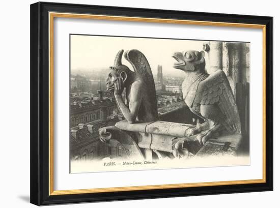 Gargoyles at Notre Dame, Paris--Framed Art Print