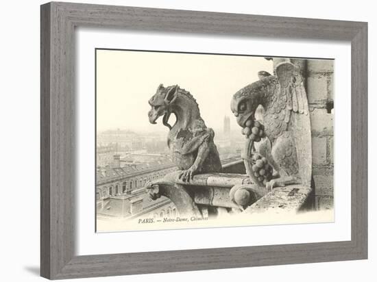 Gargoyles at Notre Dame, Paris-null-Framed Art Print