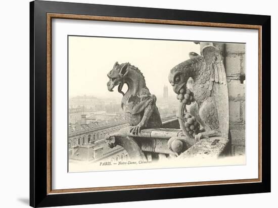 Gargoyles at Notre Dame, Paris-null-Framed Art Print