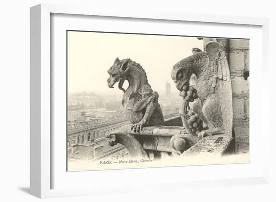 Gargoyles at Notre Dame, Paris-null-Framed Art Print