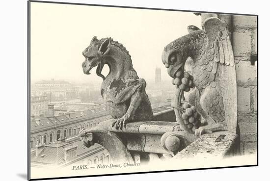 Gargoyles at Notre Dame, Paris-null-Mounted Art Print