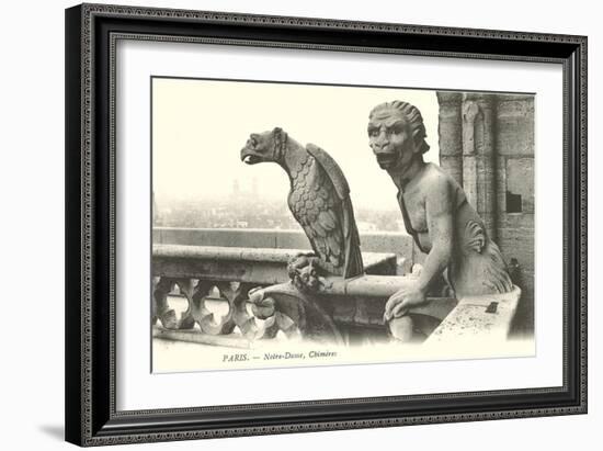 Gargoyles at Notre Dame--Framed Art Print