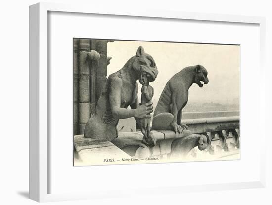 Gargoyles on Notre Dame-null-Framed Premium Giclee Print