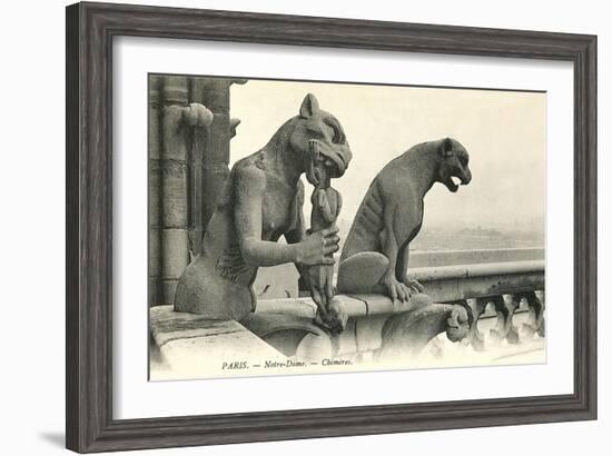 Gargoyles on Notre Dame-null-Framed Premium Giclee Print