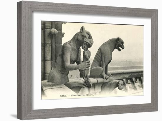 Gargoyles on Notre Dame-null-Framed Premium Giclee Print