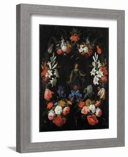 Garland of Flowers, Ca 1675-Abraham Mignon-Framed Giclee Print