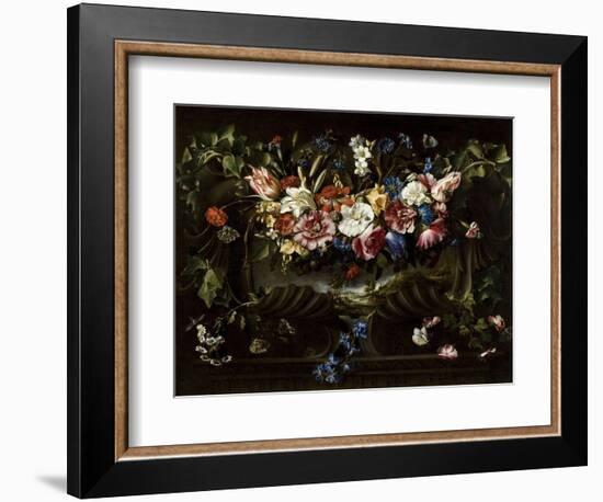 Garland of Flowers with Landscape, 1652-Juan De Arellano-Framed Giclee Print