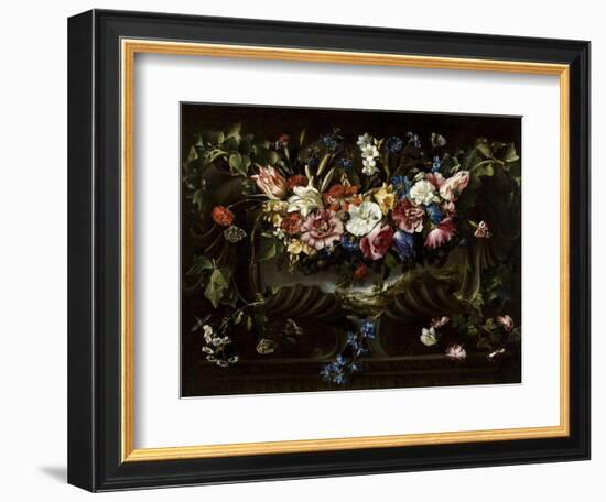 Garland of Flowers with Landscape, 1652-Juan De Arellano-Framed Giclee Print