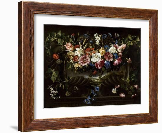 Garland of Flowers with Landscape, 1652-Juan De Arellano-Framed Giclee Print