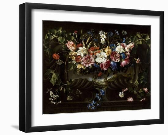 Garland of Flowers with Landscape, 1652-Juan De Arellano-Framed Giclee Print