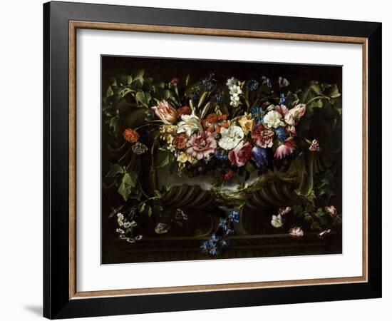 Garland of Flowers with Landscape, 1652-Juan De Arellano-Framed Giclee Print