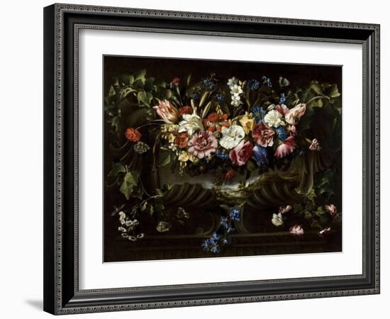 Garland of Flowers with Landscape, 1652-Juan De Arellano-Framed Giclee Print