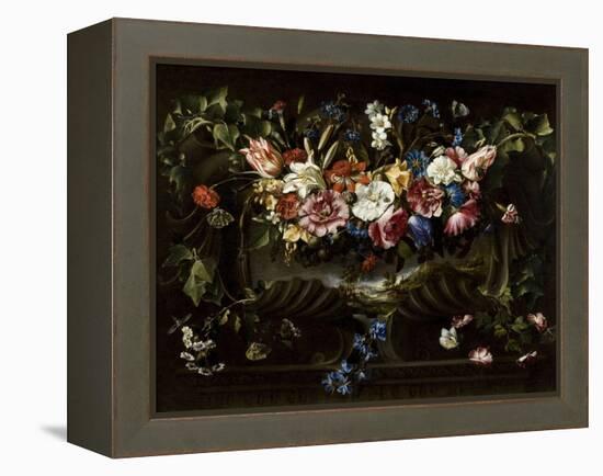 Garland of Flowers with Landscape, 1652-Juan De Arellano-Framed Premier Image Canvas