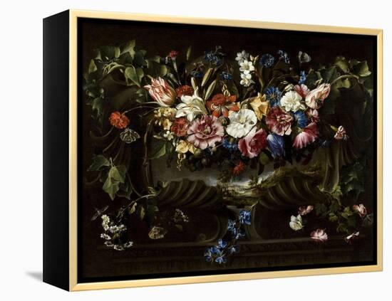 Garland of Flowers with Landscape, 1652-Juan De Arellano-Framed Premier Image Canvas