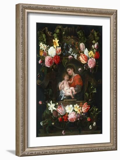 Garland of Flowers with Madonna and Child, First Third of 17th C-Daniel Seghers-Framed Giclee Print