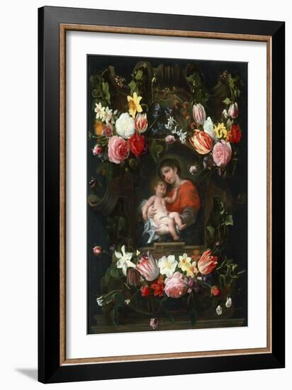 Garland of Flowers with Madonna and Child, First Third of 17th C-Daniel Seghers-Framed Giclee Print