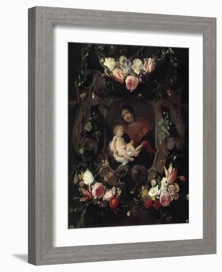 Garland with the Virgin and Child-Daniel Seghers-Framed Giclee Print