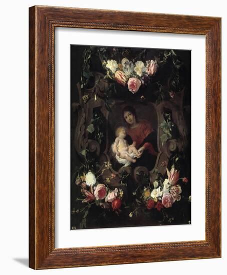 Garland with the Virgin and Child-Daniel Seghers-Framed Giclee Print