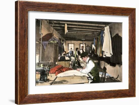 Garment Workers in the Top Rear of a Building in New York City, 1912-null-Framed Giclee Print