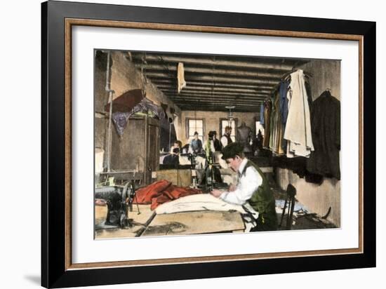 Garment Workers in the Top Rear of a Building in New York City, 1912-null-Framed Giclee Print