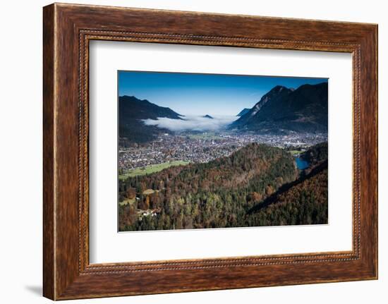 Garmisch-Partenkirchen with Rissersee, Autumn, Aerial Shots, Bavaria, Germany-Frank Fleischmann-Framed Photographic Print