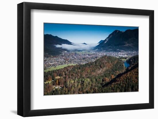 Garmisch-Partenkirchen with Rissersee, Autumn, Aerial Shots, Bavaria, Germany-Frank Fleischmann-Framed Photographic Print