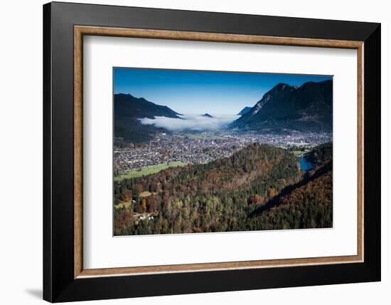 Garmisch-Partenkirchen with Rissersee, Autumn, Aerial Shots, Bavaria, Germany-Frank Fleischmann-Framed Photographic Print