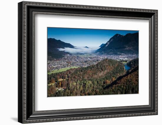 Garmisch-Partenkirchen with Rissersee, Autumn, Aerial Shots, Bavaria, Germany-Frank Fleischmann-Framed Photographic Print