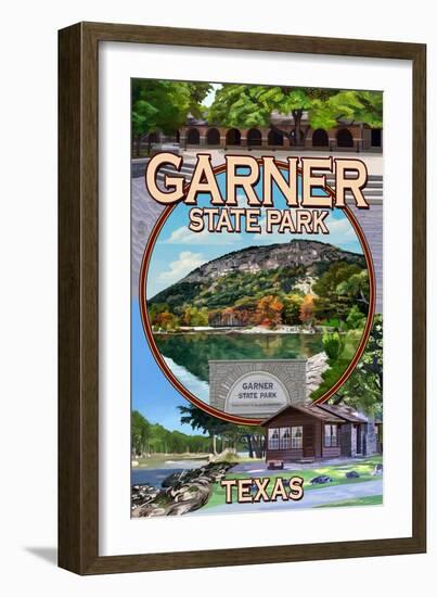 Garner State Park Montage, Texas - Casa Grande-Lantern Press-Framed Art Print