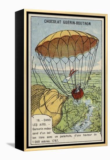 Garnerin Descending from a Balloon by Parachute, 1797-null-Framed Premier Image Canvas