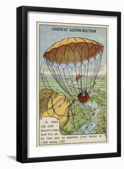 Garnerin Descending from a Balloon by Parachute, 1797-null-Framed Giclee Print