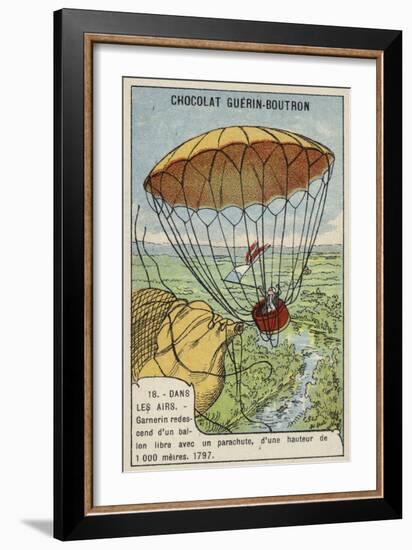 Garnerin Descending from a Balloon by Parachute, 1797-null-Framed Giclee Print