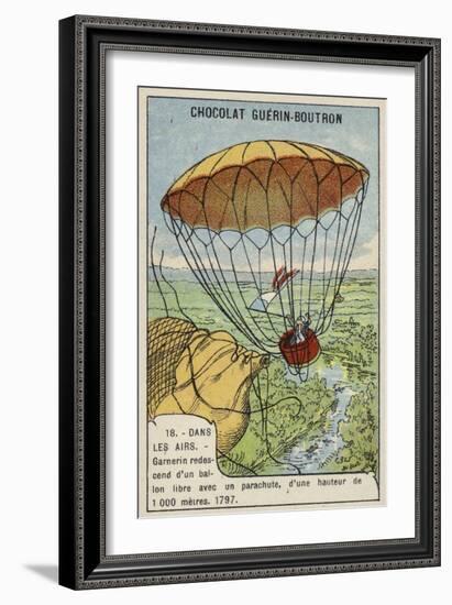 Garnerin Descending from a Balloon by Parachute, 1797-null-Framed Giclee Print