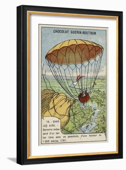 Garnerin Descending from a Balloon by Parachute, 1797-null-Framed Giclee Print