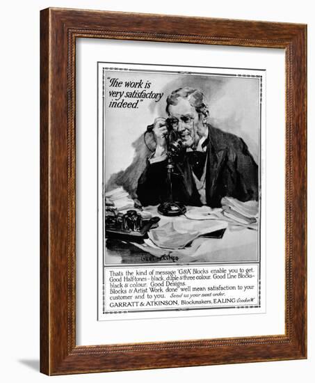 'Garratt & Atkinson, Blockmakers - advert', 1916-Cyrus Cuneo-Framed Giclee Print